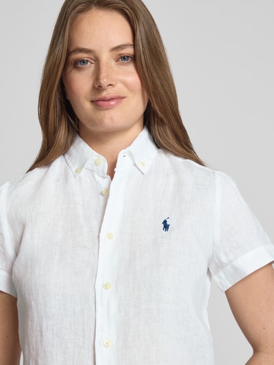Polo Ralph Lauren Regular Fit Leinenbluse mit Button-Down-Kragen Weiss 3