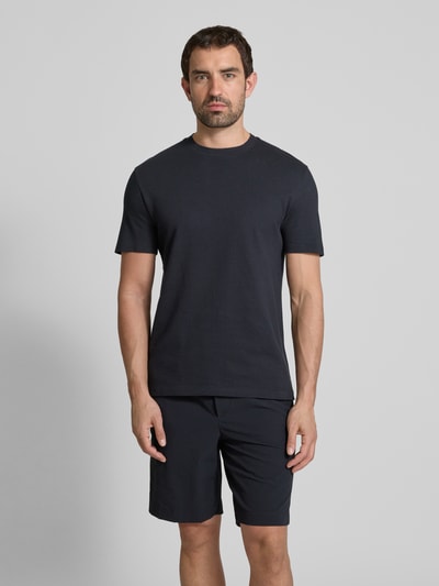 Strellson T-shirt z prążkowanym, okrągłym dekoltem model ‘Fisher’ Ciemnoniebieski 4