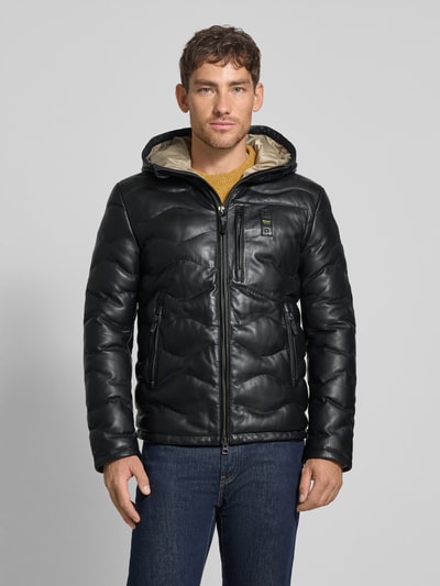 Blauer USA Kurtka skórzana z naszywką z logo model ‘DROHAN’ Czarny 4
