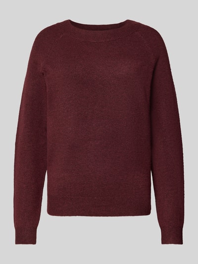 Only Sweter z dzianiny o kroju regular fit z raglanowymi rękawami model ‘RICA’ Bordowy melanż 2