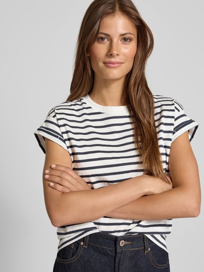 Jake*s Casual T-Shirt mit Streifenmuster Dunkelblau 3