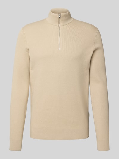 Only & Sons Regular Fit Strickpullover aus Baumwoll-Mix Modell 'PHIL' Beige Melange 2