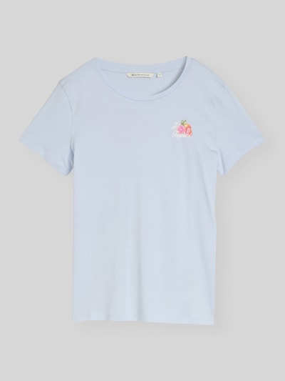 Tom Tailor Denim Regular Fit T-Shirt aus reiner Baumwolle mit Motiv-Print Hellblau 2