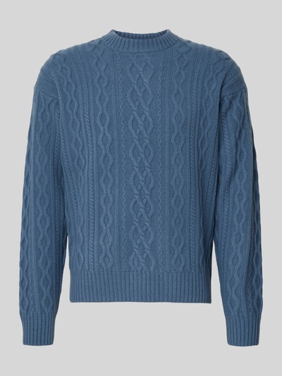 BOSS Orange Regular Fit Strickpullover aus reiner Schurwolle Modell 'KABLETO' Rauchblau 2