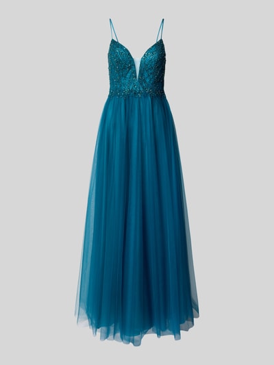 Jake*s Cocktail Abendkleid mit Ziersteinbesatz Petrol 2