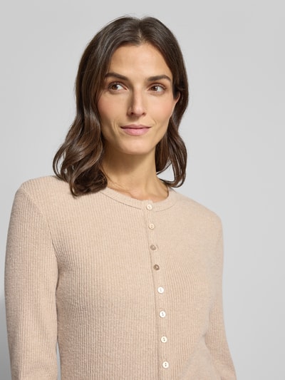 OPUS Kardigan z okrągłym dekoltem model ‘Saltus’ Beżowy 3