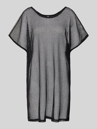 Produktfoto, Oversized T-Shirt mit Baumwoll-Anteil Modell 'KADY' von Pieces in schwarzer Mesh-Optik, semitransparent, Material-Mix.