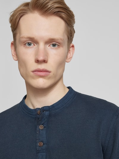 Superdry Longsleeve mit Serafino-Ausschnitt Modell 'Grandad' Dunkelblau 3