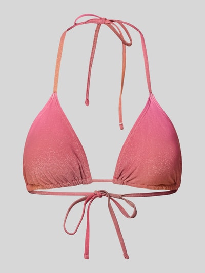 Produktfoto, Bikini-Oberteil mit Schimmereffekt Modell 'LAOMI' von Pieces in Pink-Orange, Neckholder, Ohne Bügel, Gefüttert, V-Ausschnitt, Bindeband