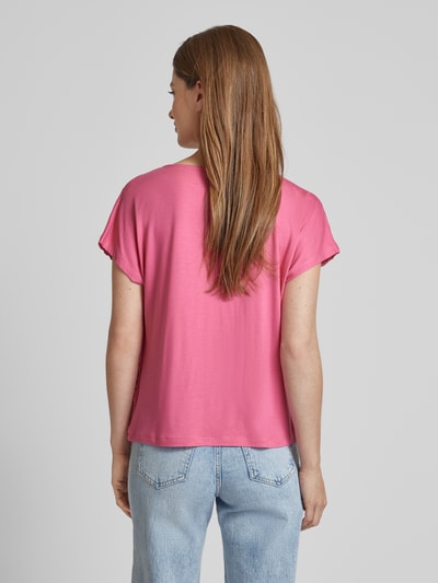 Tom Tailor T-Shirt in unifarbenem Design mit Strukturmuster Pink 5