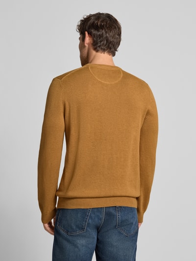 Christian Berg Men Gebreide pullover met ribboorden Donkergeel gemêleerd - 5