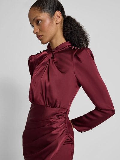Self-Portrait Midikleid mit Raffungen Bordeaux 3