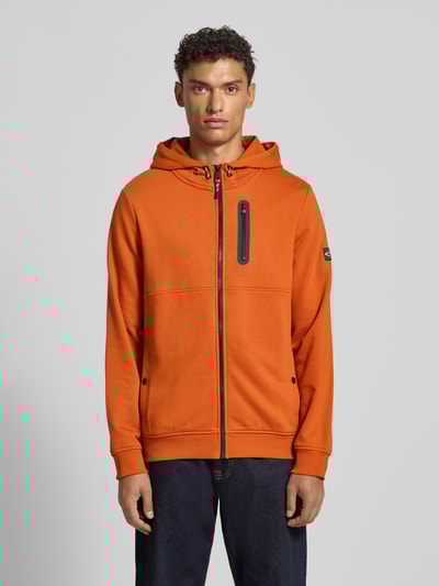 camel active Regular fit sweatjack met capuchon, model 'Tech' Oranje - 4