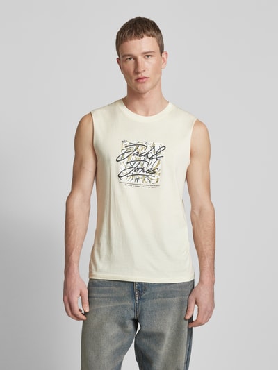 Jack & Jones Top z nadrukiem z logo model ‘SPLIT’ Beżowy 4