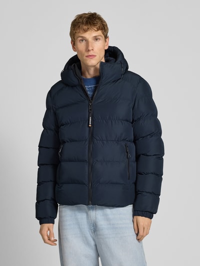 Superdry Kurtka pikowana z kapturem i bocznymi kieszeniami zapinanymi na zamek błyskawiczny Granatowy 4