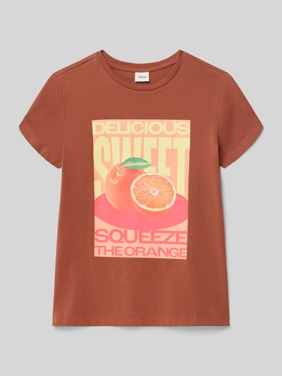 s.Oliver RED LABEL Loose Fit T-Shirt aus reiner Baumwolle Cognac 1