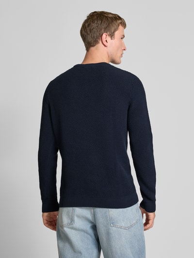 REVIEW Gebreide pullover met structuurmotief Marineblauw - 5