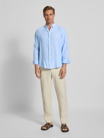 Casual Friday Regular Fit Leinenhemd mit Button-Down-Kragen Modell 'Anton' Hellblau 1
