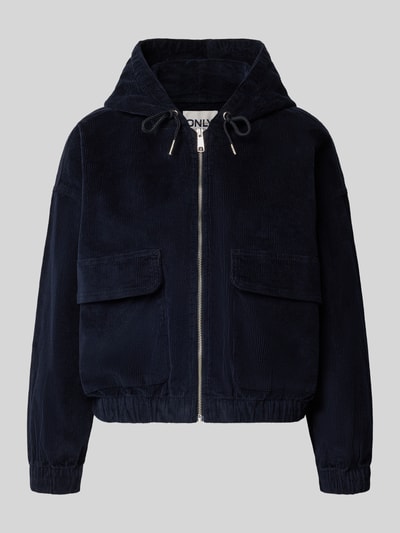Produktfoto, donkerblauwe Regular fit bomberjack van katoenmix model 'KENZIE' van ONLY, Dames bomberjack / blouson