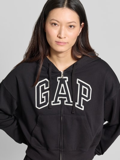 GAP Regular Fit Sweatjacke mit Logo-Stitching Modell 'Heritage' Black 3
