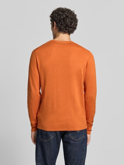 Christian Berg Men Strickpullover aus Baumwolle mit Rundhalsausschnitt Orange Melange 5