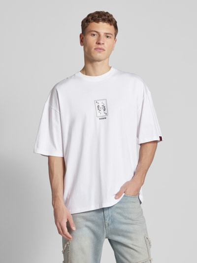 REVIEW T-Shirt mit Label- und Motiv-Print Weiss 4