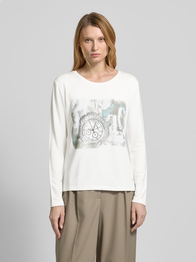 monari Longsleeve aus Viskose-Mix mit Rundhalsausschnitt Offwhite 4