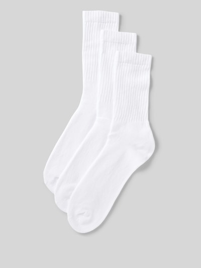 Produktfoto, Socken mit Stretch-Anteil im set van 3 van s.Oliver RED LABEL uit katoenmix met ribboordjes en verstevigde zones, witte kleur