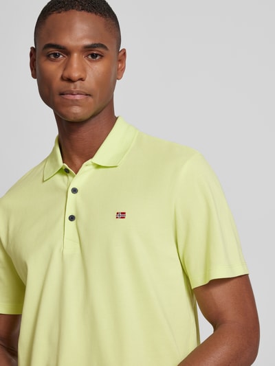 Napapijri Slim Fit Poloshirt mit Logo-Stitching Modell 'EALIS' Neon Gelb 3