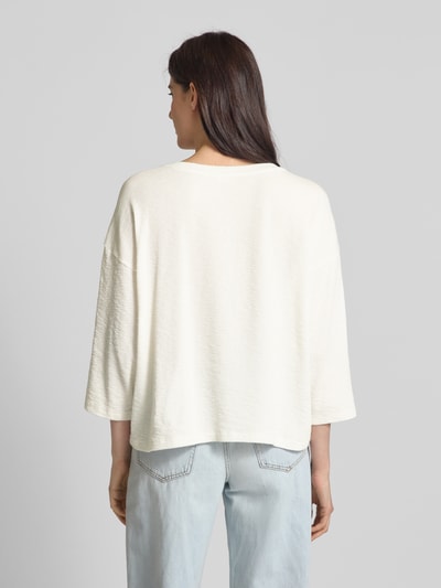 American Vintage Bluzka z długim rękawem i prążkowanym, okrągłym dekoltem model ‘YRUKI’ Biały 5