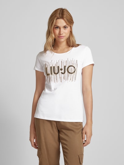 Liu Jo White T-Shirt mit Strasssteinbesatz Weiss 4