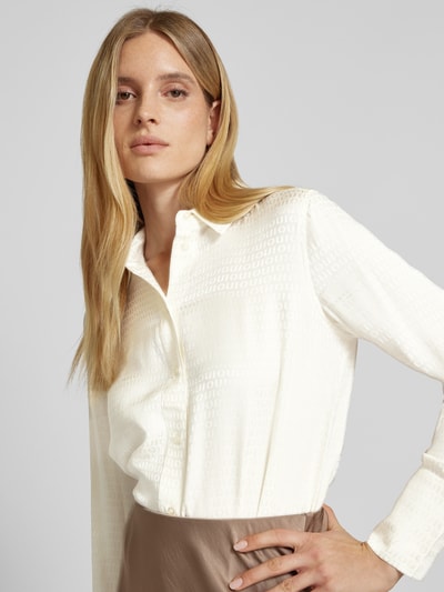 Oui Regular fit blouse met overhemdkraag Offwhite - 3