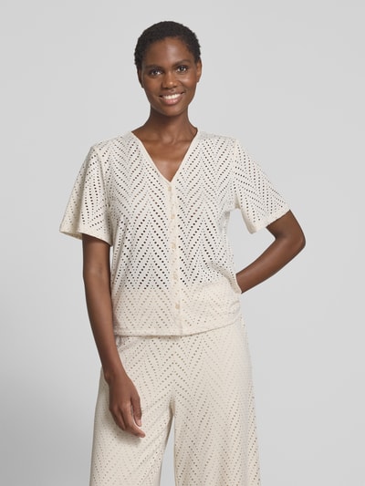 Vila Bluzka o kroju regular fit z dekoltem w serek model ‘DELAIA’ Écru 4