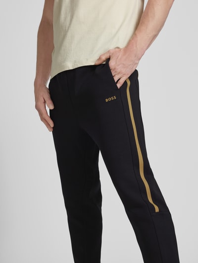 BOSS Green Tapered fit sweatpants met labeldetail, model 'Hadikonos' Zwart - 3
