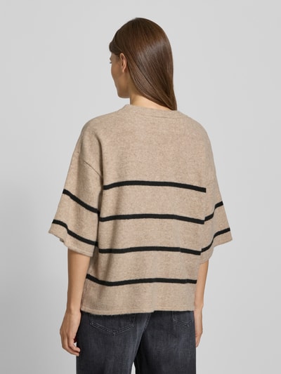 ICHI Gebreide pullover met 1/2-mouwen, model 'DASILA' Beige - 5