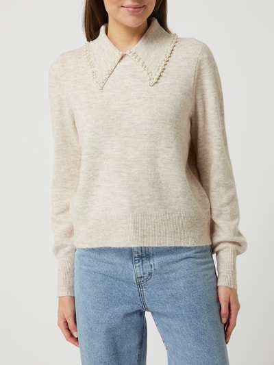 Only Pullover met sierkralen, model 'Pearla' Beige - 4