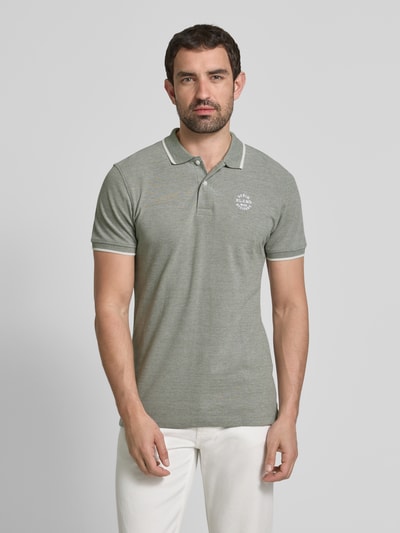 Blend Regular fit poloshirt met ribboorden, model 'NATE' Olijfgroen - 4