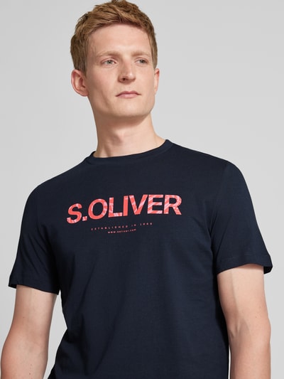 s.Oliver RED LABEL T-shirt met labelprint Marineblauw - 3