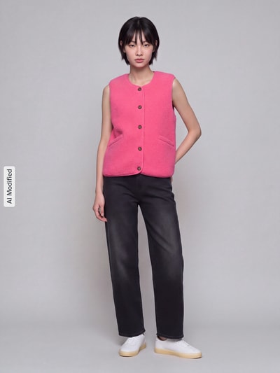 ONLY Regular Fit Weste in Teddyfell-Optik Modell 'BABY' Pink 1