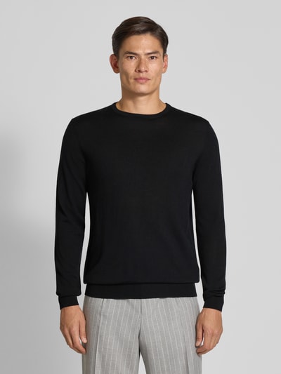 Profuomo Pullover van merinowol met ronde hals Zwart - 4