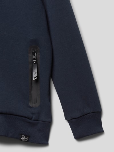 Petrol Sweatjacke mit Label-Applikation Marineblau 2