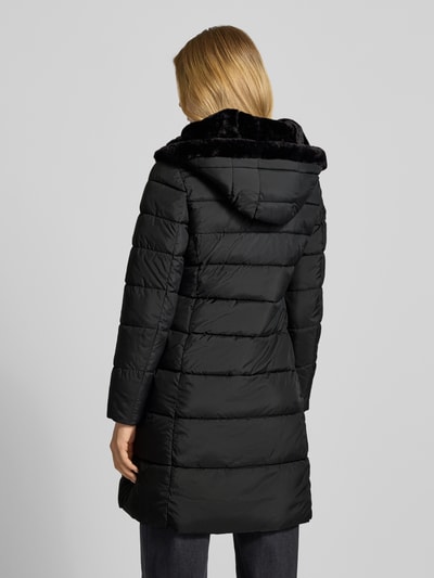 Christian Berg Woman Selection Gewateerde lange jas met imitatiebont en steekzakken Zwart - 5