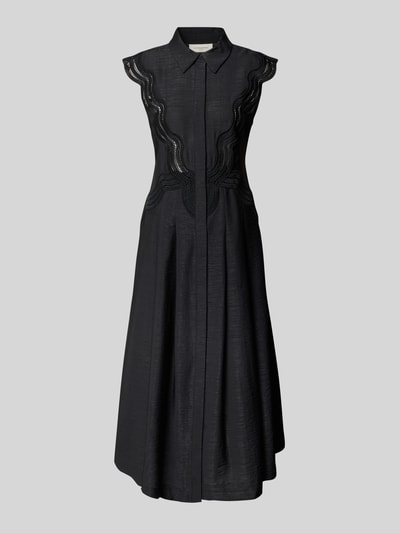 Copenhagen Muse Midikleid aus Viskose-Mix mit Lochspitze Modell 'COLE' Black 2