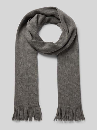 JOOP! Collection Szal z mieszanki wełny z frędzlami Srebrny melanż 1