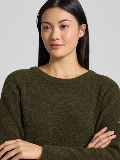 Samsøe Samsøe Strickpullover aus Woll-Mix mit Rundhalsausschnitt Oliv Melange 3
