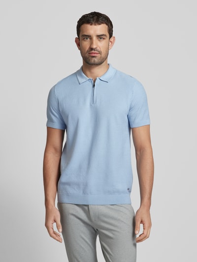 JOOP! Collection Koszulka polo o kroju regular fit z zamkiem błyskawicznym model ‘Vancro’ Błękitny 4