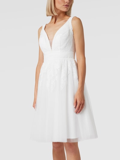 Luxuar Suknia ślubna z kwiatowymi haftami Złamany biały 4