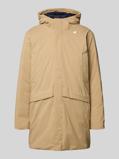 Produktfoto, beige Jacke mit Kapuze Modell 'JARNO' von K-WAY, Regular Fit, verdeckter Reißverschluss, Label-Detail, glatte Oberfläche