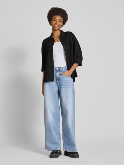 Only Oversized overhemdblouse van linnenmix, model 'CARO' Zwart - 1