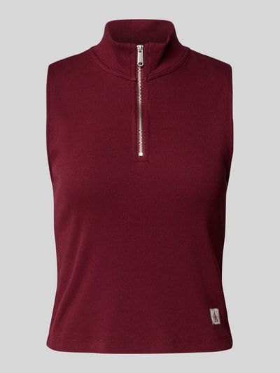 Calvin Klein Jeans Top mit Stehkragen und Reißverschluss Bordeaux 2